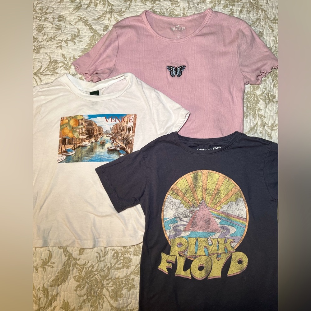 Baby Tee Crop Top Bundle, size small y2k Hollister Wild Fable Pink Floyd T Shirt - Picture 1 of 10